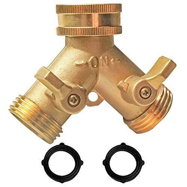 Xiny Tool Brass Garden Hose Splitter (2 Way), Solid Brass Hose Y Splitter 2