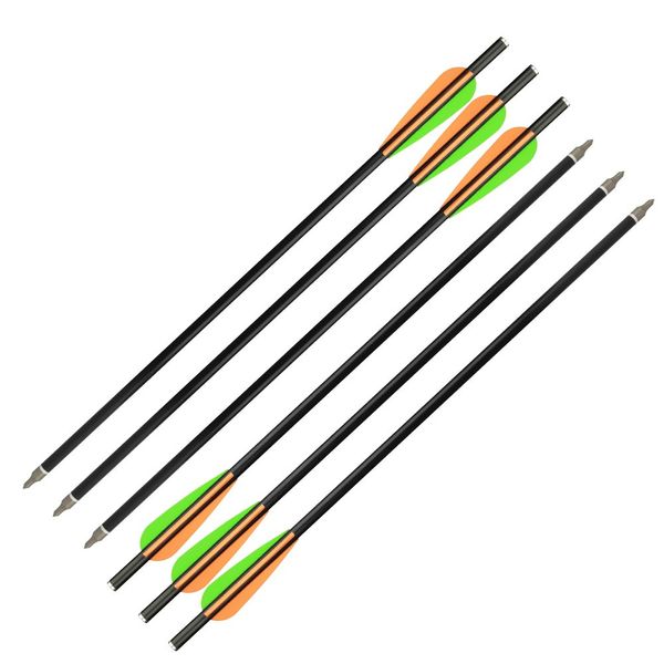 SHENG-RUI ARCHERY Crossbow Bolts Fiberglass Arrows with Flat Nock Replaced Arrowheads for Outdoor Hunting 16 inch (Pack of 12)