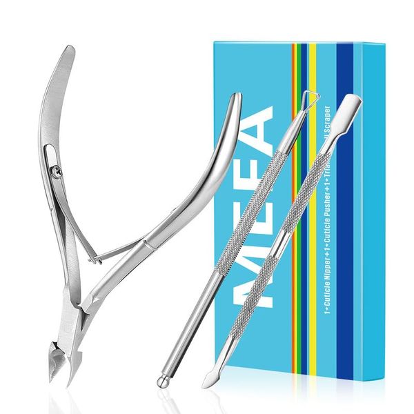 MEFA 3 Pcs Cuticle Remover Cuticle Trimmer with Pusher, Professional Stainless Steel Cuticle Nipper Cutter Durable Pedicure Manicure Tools for Nail Care Fingernails Toenails Gifts for Women Girls 2024