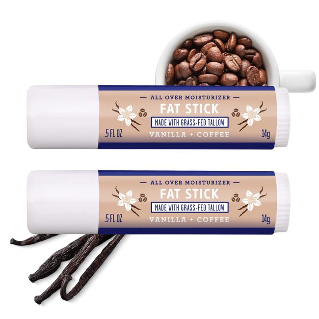 FATCO Fat Stick and All Purpose Moisturizing Stick for Dry Areas on your Face, Lips, and Body (Vanilla + Coffee, 2-Pack)