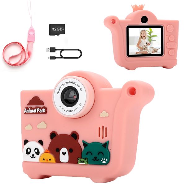 Kids Camera, Dinosaur Toddler Digital Camera for Ages 3-12 Boys Girls Childrens, Christmas Birthday Gifts, Selfie 1080P HD Video Camera for 3 4 5 6 7 8 9 Years Old Boys Girls Toys Gifts