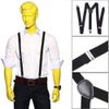 Boolavard Solid Color Mens Suspender Bow Tie Set Clip On Y Shape Adjustable Braces (Black)