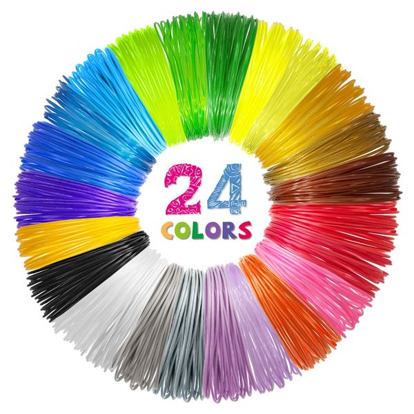 24 Colors 3D Pen PLA Filament Refills, 1.75mm Premium Filament for 3D Printer/3D Pen, Each Color 10 Feet, Total 240 feet, with 2 Finger Caps by SONGTIY