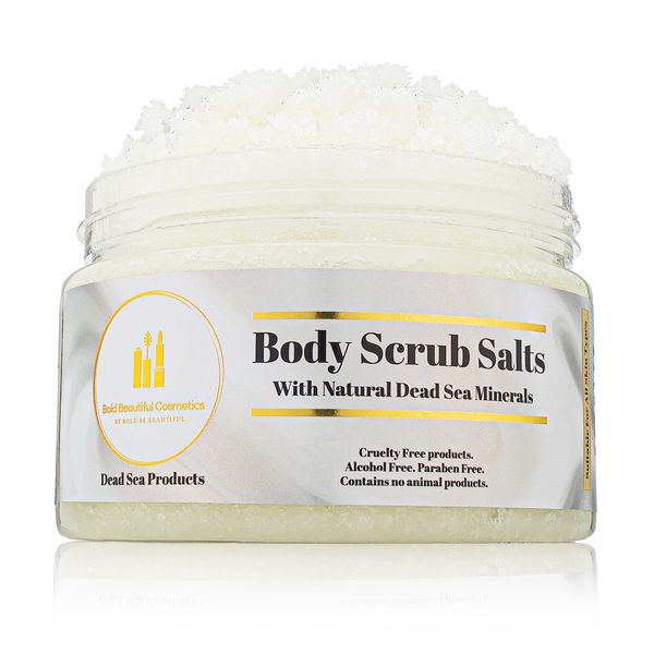 Dead Sea Salt Scrub by Bold Beautiful Cosmetics Lavender & Matricaria Scent Natural Body Scrub For Women and Men 14oz