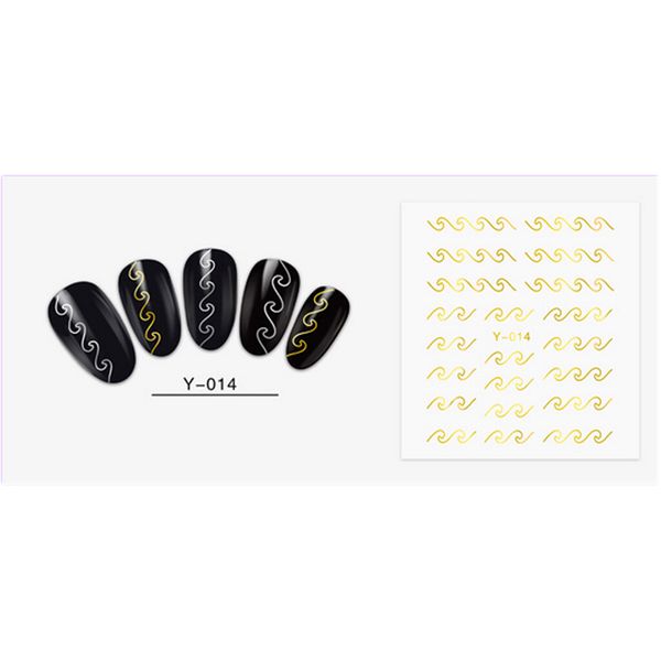 Nail Art 3D Decal Stickers White Golden Dots Patterns Lines Y-014