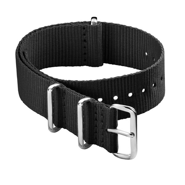 Archer Watch Straps - Klassische NATO-Nylon-Armbänder - Uhrenarmband (Schwarz, 20mm)