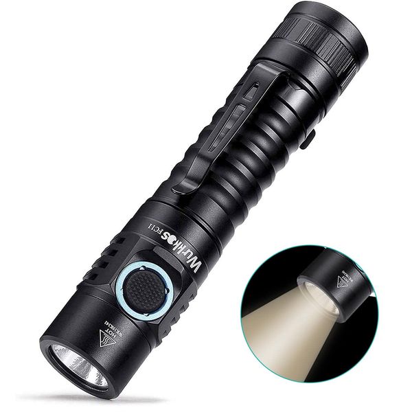 Wurkkos FC11 EDC LED Flashlights Rechargeable 90CRI Max 1300Lumen Rechargeable Flashlight, IP67 Waterproof Torch, Magnetic Tailcap, Great for Garden Dog Walking Emergency(4000K)