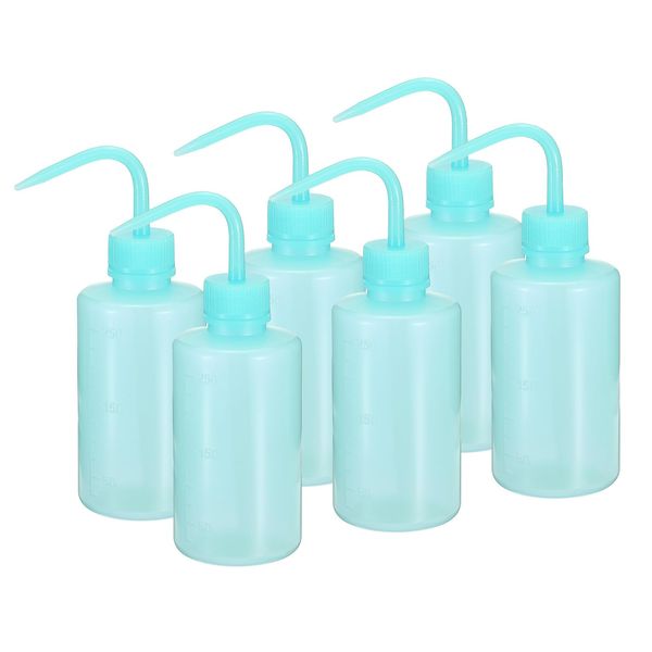 PATIKIL 250ml Wash Bottle, 6pcs Plastic Squeeze Bottle Narrow Mouth Bottle Watering Tools Foam Bottle for Green Soap Cleaning Washing Irrigation, Blue