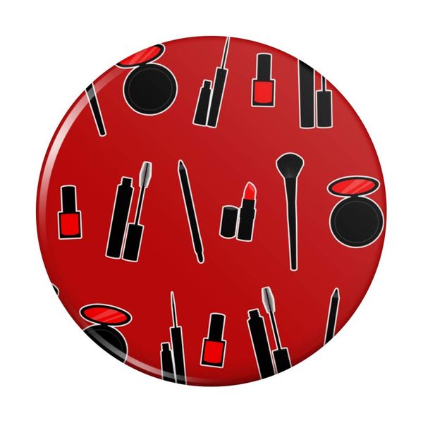 Makeup Lipstick Mascara Eyeliner Pattern Pinback Button Pin