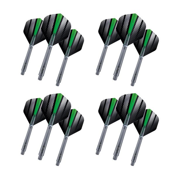RED DRAGON Hardcore Green Flash Design Flights and VRX Stems Combo Pack