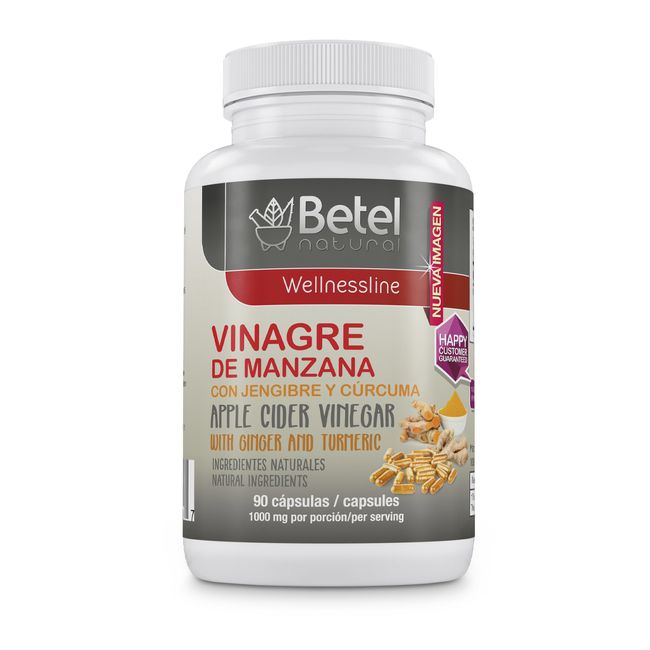 Premium Vinagre de Manzana c Jengibre y Curcuma by Betel Natural - 1000mg / Serv