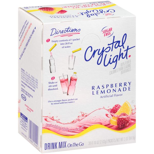 Crystal Light Sugar-Free Raspberry Lemonade Drink Mix (120 On-the-Go Packets, 4 Packs of 30)