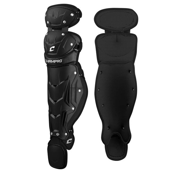 CHAMPRO Optimus MVP Double Knee Baseball Catcher’s Leg Guards, 13.5" Length, CG106B, Black