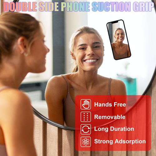 Suction Cup Phone Case Mount, Silicon Adhesive Phone Accessory for iPhone and Android, Double Sided, Hands-Free and Silicon Sticky Phone Grip for Selfies and Videos, Light Pinc