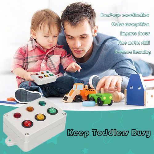 DHinkyoung Montessori Busy Board DIY Accessory for Toddlers,Led Light Switch Busy Board Toy Educational Early Education Child Toy with Three Colors Interactive Sensory Toy for Toddlers Child Kids