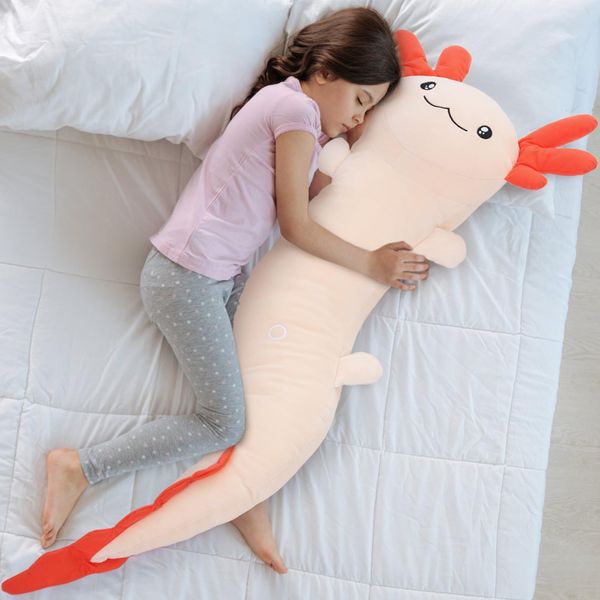 MaoGoLan Giant Axolotl Plush Stuffed Animal,Big Axolotl Plush Pillow Toy,Huge Stuffed Axolotl Body Pillow for Kids Adults,Christmas Birthday Valentine's Day Present Pink