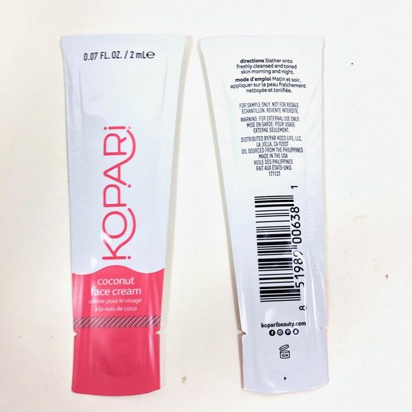Kopari Coconut Face Cream 10 Samples 0.07 Fl. Oz. / 2 mL each