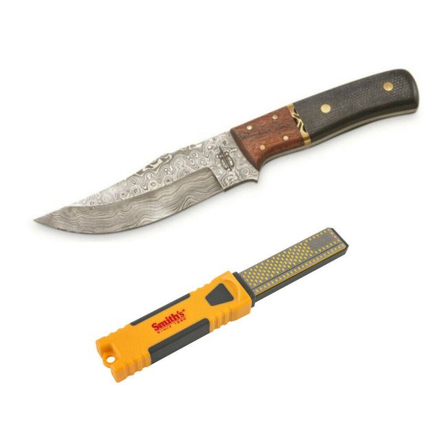 BNB Knives Rain Forest Hunter Knife and Smiths Diamond Combo Bench Stone
