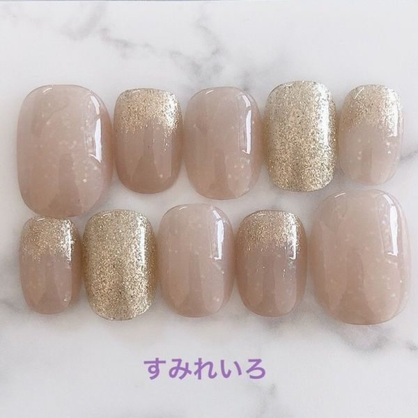 Nail tips False nails Cute design Simple Short Long Simple Coming-of-age ceremony nail Present Mother Short nails Small nails Large nails Very short Chibi nails Wedding Wedding False nails Gel nails ●Aurora lame beige