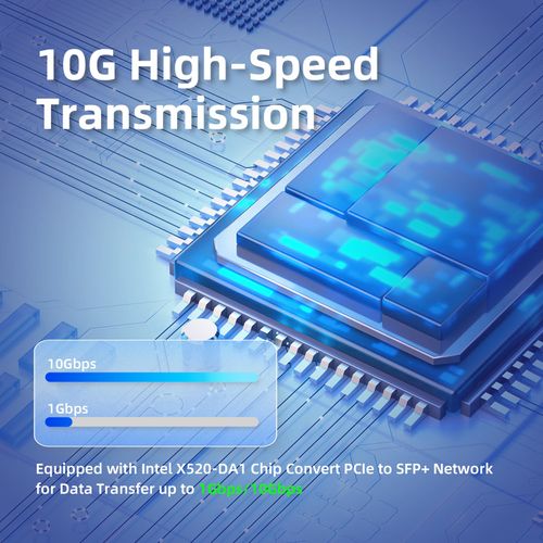XikeStor 10Gb PCIe Network Card with Intel X520 Chip, 10Gb SFP+ Network Adapter NIC, PCIe 2.0 X8, PCI Express Gigabit Ethernet Card for Windows/Ubuntu/Linux/VMware/Freebsd
