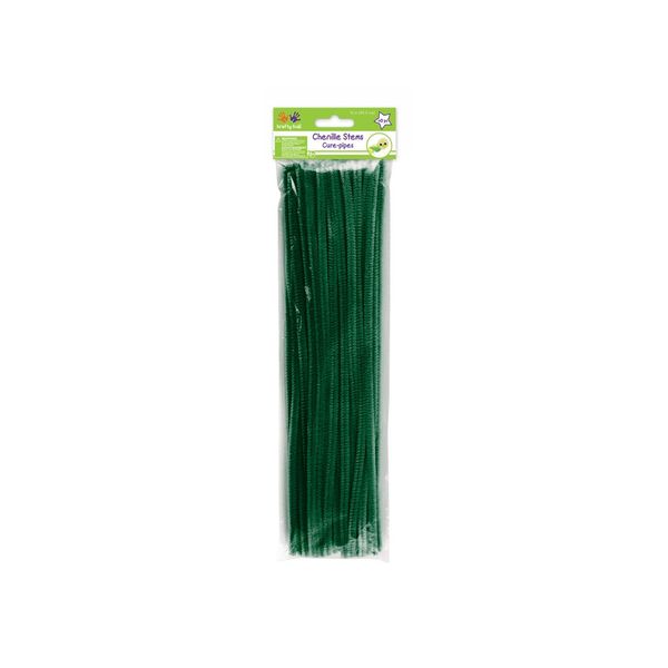 Krafty Kids GC024E 40 Piece Chenille Stems Pipe Cleaners, 6mm by 12", Hunter Green