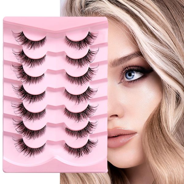 Tacino False Eyelashes 7 Paar – Flauschige Und Dicke Cat Eye Wimpern – Weich Und Bequem 3D Natürliche Lashes (Hly-14)