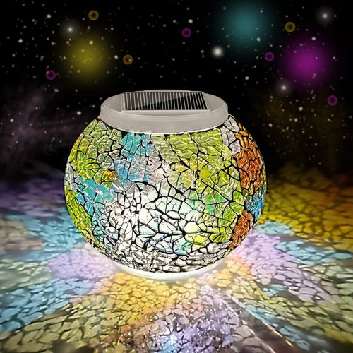Aukora Color Changing Solar Powered Glass Ball Garden Lights, Solar Table Lights Waterproof Solar Led Night Light for Garden Patio Party Yard Outdoor/Indoor Decora Ideal Gift(Multi-Colored Glass)