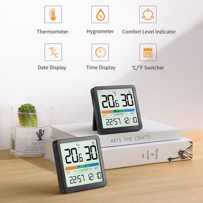 Miiiw Mute Temperature And Humidity Clock Home Indoor High-precision Baby  Room Temperature Monitor LCD backlight Screen