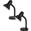 Loops 2 Pack Table Lamp-Flexible Moveable-Colour Black Steel-Rocker Switch- E27-1x40W - Side Console Free Standing Base Bedside Task Base Set