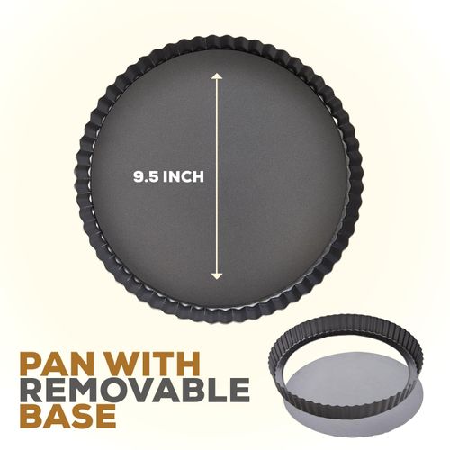 Mrs. Anderson's Baking Quiche Pan, Removable Base, Non-Stick Carbon Steel, 9.5-Inch