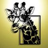 Giraffe W/Glasses Funky Minimalist Metal Wall Art