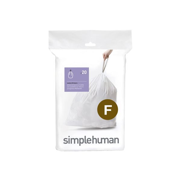 simplehuman CW0165 Code F Perfect Fit Trash Bags, 6.6 - 9.8 gal (25 - 30 L), 20 Bags