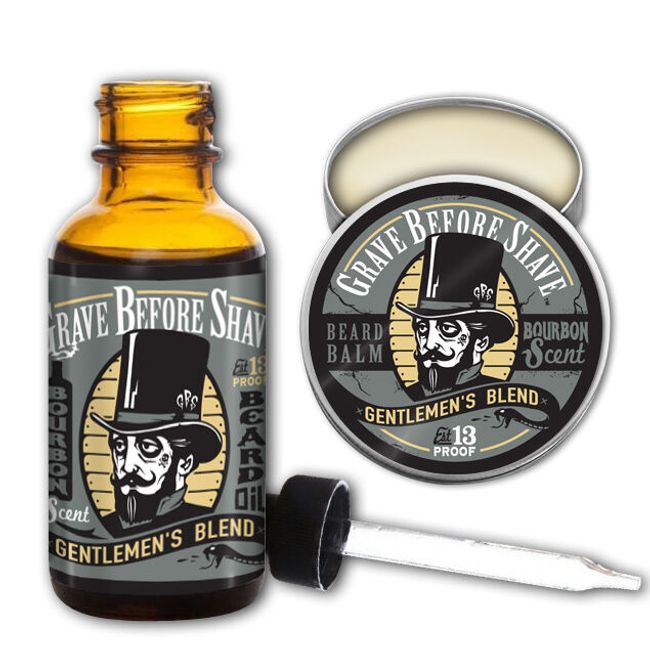 GRAVE BEFORE SHAVE Gentlemen's Blend Beard Pack (Oil ,and Balm Bourbon scent)