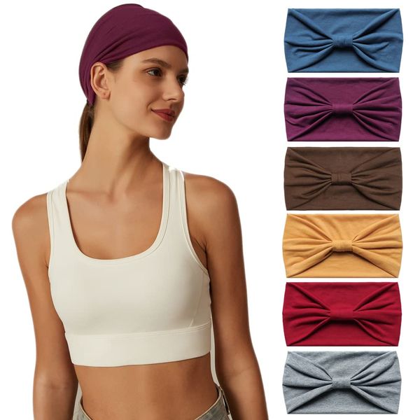 Mode-Stirnbänder für Frauen Haare Kopftücher Haarband Turban Blume Baumwolle Stirnbänder Breite Yoga Sport Stirnband Head Wrap (P6COLOR3)