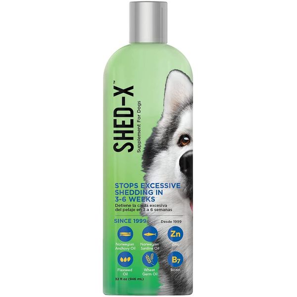 Shed-X Liquid Dog Supplement, 32oz – 100% Natural – Helps Dog Shedding, Fish Oil for Dogs Supports Skin & Coat, Dog Oil for Food with Essential Fatty Acids, Vitamins, and Minerals