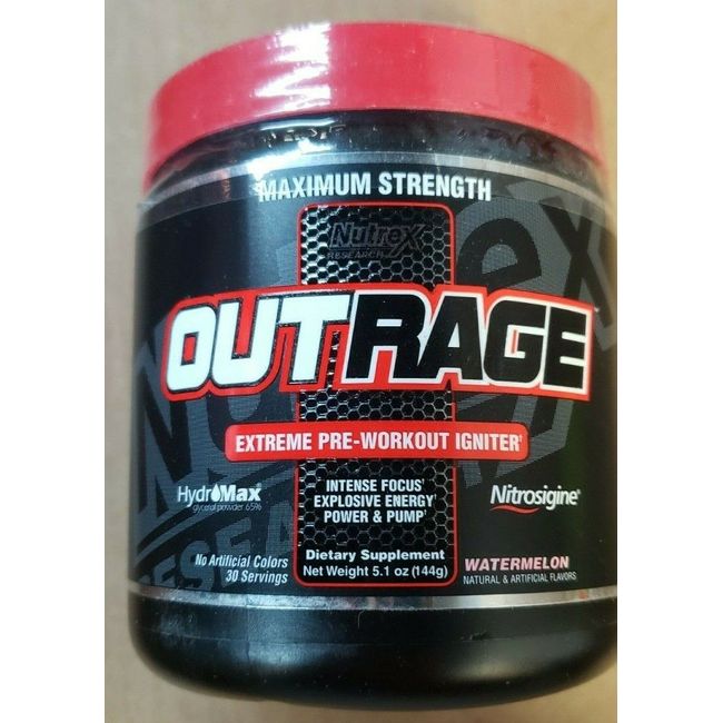 NUTREX - OUTRAGE - Extreme Pre-Workout Igniter - Watermelon - 30 Serv - 11/2024