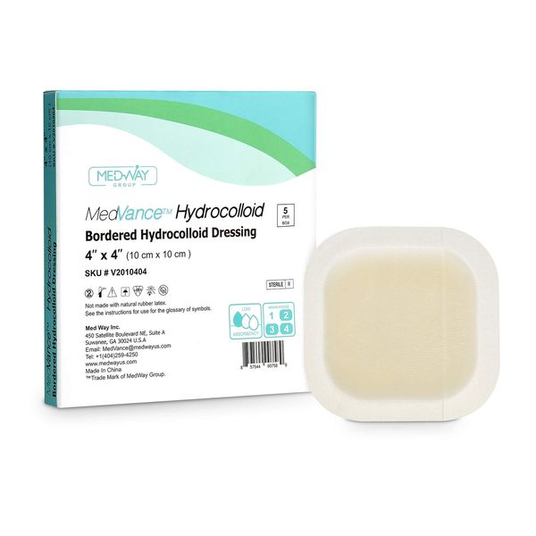 MedVance TM Hydrocolloid – Bordered Hydrocolloid Adhesive Dressing, 4"x4" Box of 5 DRESSINGS