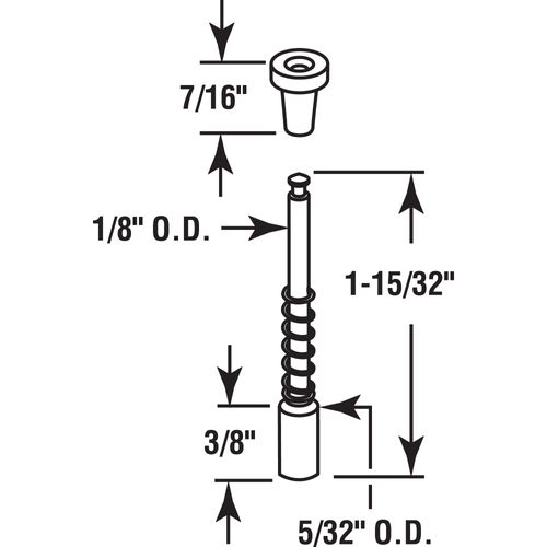 Prime-Line L 5843 5/32 In. x 1-1/2 In. Aluminum Window Screen Plunger Latch (4 Pack)