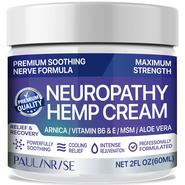 PAULINRISE Neuropathy Pain Cream for Feet – Soothing Nerve Pain Cream with Arnica, Vitamin B6 and E, MSM, and Aloe Vera – Maximum Strength Formula for Feet and Hands – Cooling and Rejuvenating