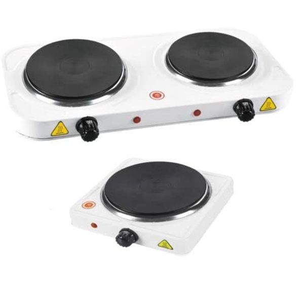 Storex Electric Hot Plate Single Double Portable Kitchen Table Top Cooker Hob Hot Plates Stove 1500W 2500W White New (Double Hot Plate)