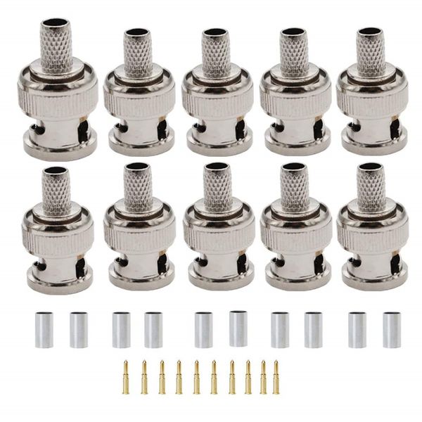 Kagni 10 x BNC Crimp Connectors for RG59 Coax cable