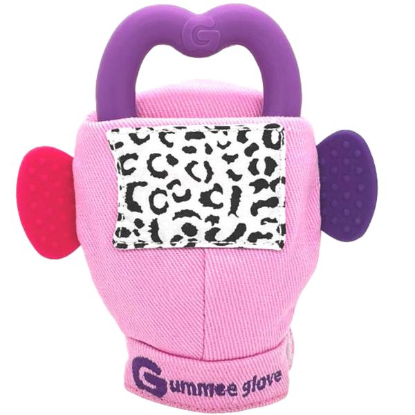 Gummee Teething Glove - Teething Mitten for Babies with Detachable Teething Ring & Side Teethers for Babies 3-6 Months (up to 9 Months), 100% Cotton Baby Teething Glove, Pink Teething Glove