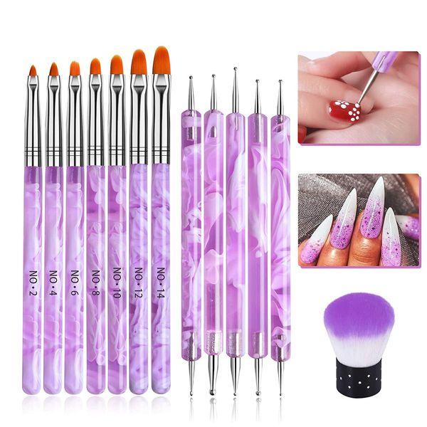 EBANKU 13 PCS Nail Art Brushes Pens Tools Set for Gel Nails, Acrylic Nail Art Dotting Pen Professional for Gel Nail False Tips Designing Painting Detailing