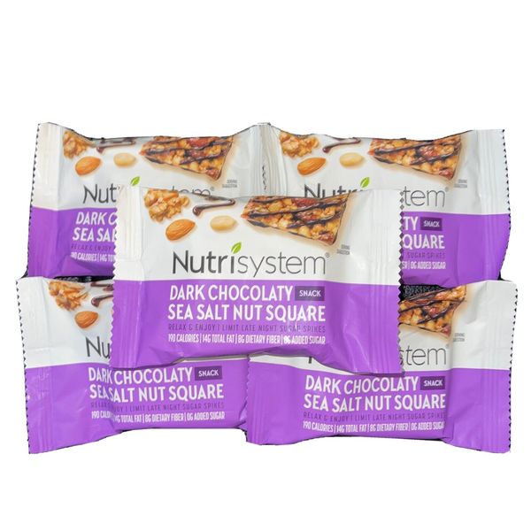 Nutrisystem Snack Bars - FRESH! - Dark Chocolaty Sea Salt Nut Square - 5 Squares