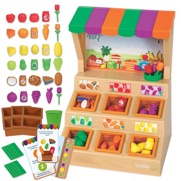 Learning Resources Mini Farmstand Sorting Set, Play Food, Play Kitchen, Sorting Toy, Kitchen Playset, Ages 3+