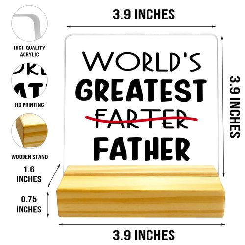 Birthday Gift Thanksgiving Day Gift for Dad,Funny Gifts for Dad,Gifts for Dad from Daughter Son,Gift of Father's Day,Christmas Gifts for Dad,Dad Gifts,World'S Greatest Father Acrylic Plaque