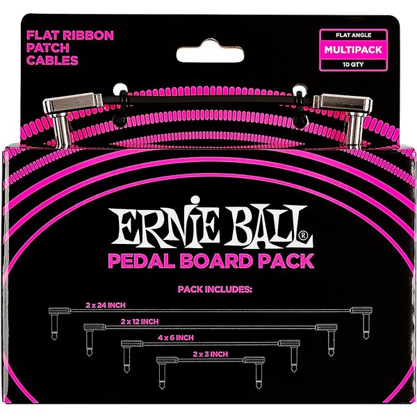 Ernie Ball Ernie Ball Flat Ribbon Patch Cables Pedalboard Multi-Pack Black