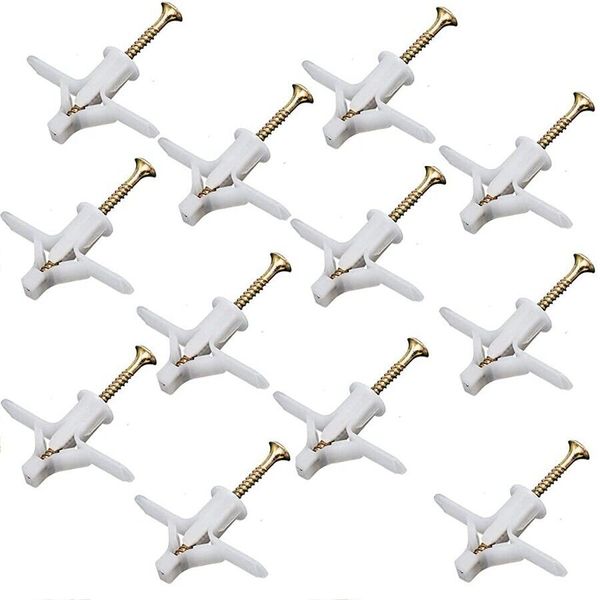 100 Pcs Drywall Hollow Wall Anchors with Screws Self-Drilling Nylon Plastic N743