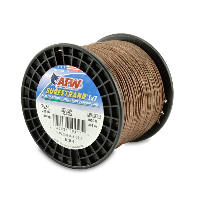 American Fishing Wire Surfstrand Bare 1x7 Stainless Steel Leader Wire, Camo Brown Color, 60 Pound Test, 300-Feet