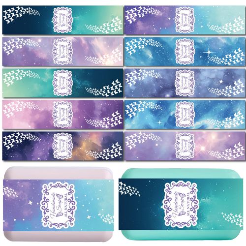 CREATCABIN 100 Pcs Soap Wrapper 10 Styles Starry Sky Art Soap Paper Wrap Tape Vertical Soap Tag Sleeves Covers Band Label Packaging Supplies for Handmade Soap Bars Gift Wrapping 2 x 8.3 Inch